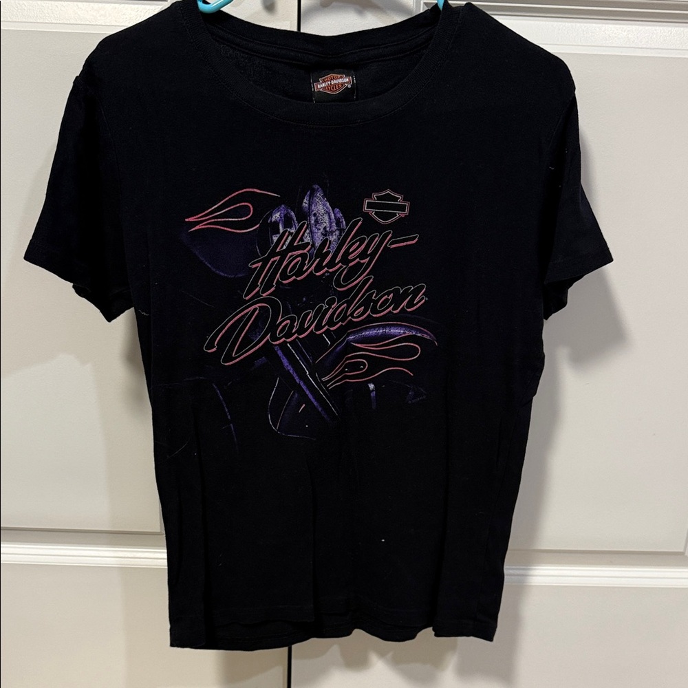 Harley-Davidson Black Tee with Pink Accents